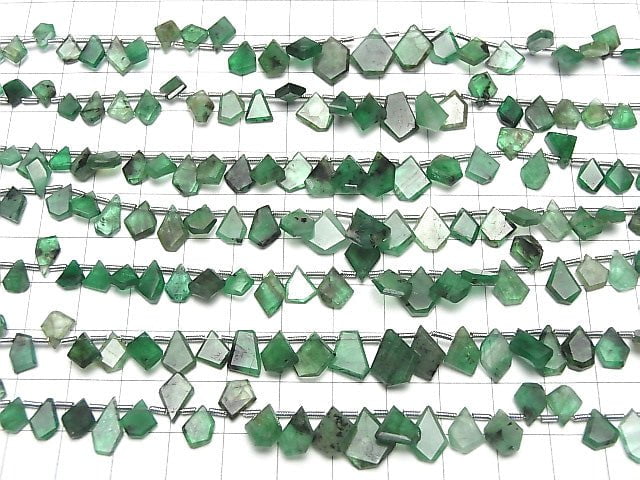 [Video] High Quality Emerald AAA- Rough Slice Faceted half or 1strand beads (aprx.7inch / 18cm)