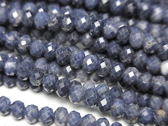 [Video]High Quality!  Sapphire AA+ Faceted Button Roundel 4x4x3 half or 1strand beads (aprx.15inch/38cm)