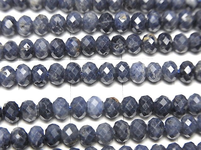 [Video]High Quality!  Sapphire AA+ Faceted Button Roundel 4x4x3 half or 1strand beads (aprx.15inch/38cm)