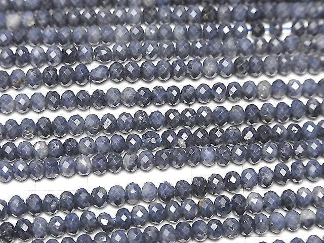 [Video]High Quality!  Sapphire AA+ Faceted Button Roundel 4x4x3 half or 1strand beads (aprx.15inch/38cm)