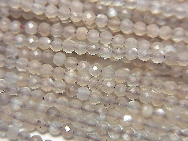 [Video] High Quality! Light Brown Gray Moonstone AA++ Faceted Round 2mm 1strand beads (aprx.15inch/37cm)