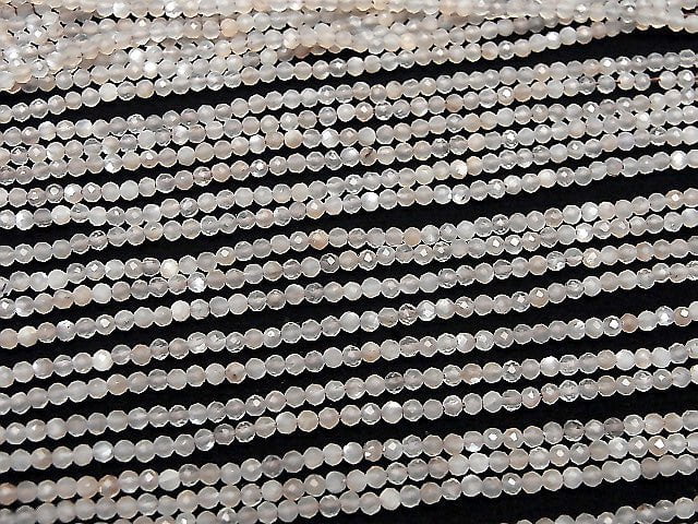 [Video] High Quality! Light Brown Gray Moonstone AA++ Faceted Round 2mm 1strand beads (aprx.15inch/37cm)