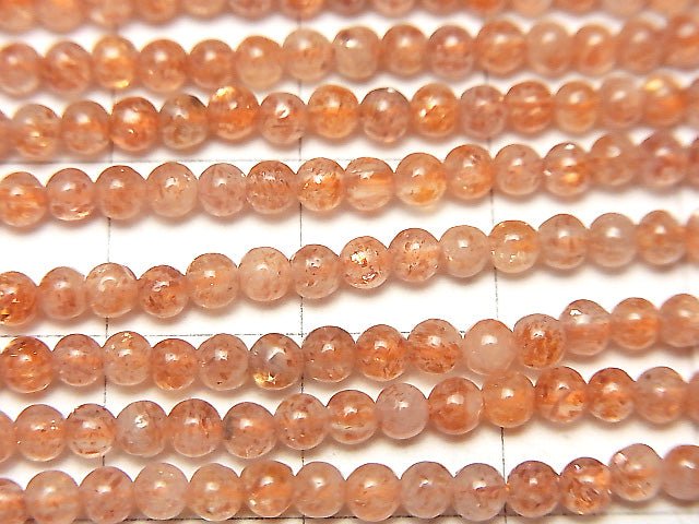 [Video]High Quality Sunstone AAA- Round 3.5mm 1strand beads (aprx.15inch/37cm)