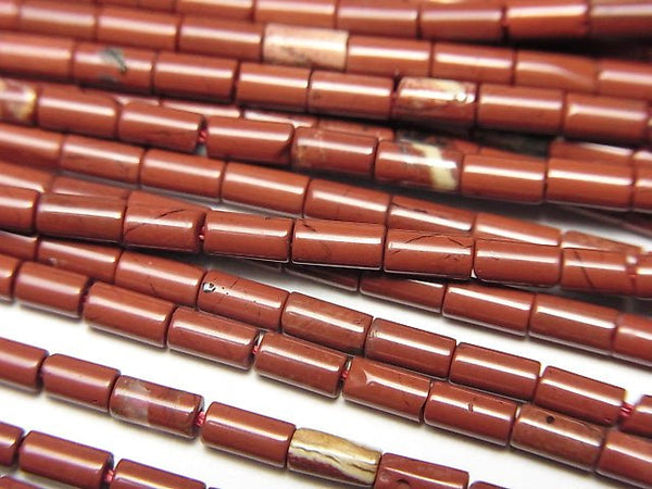 [Video] Red Jasper AA++ Tube 4x2x2mm 1strand beads (aprx.15inch / 38cm)