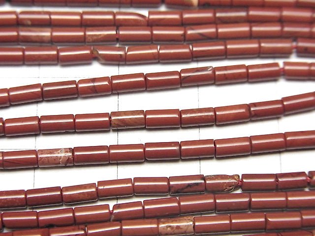 [Video] Red Jasper AA++ Tube 4x2x2mm 1strand beads (aprx.15inch / 38cm)