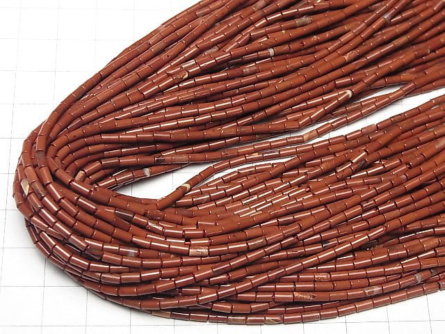 [Video] Red Jasper AA++ Tube 4x2x2mm 1strand beads (aprx.15inch / 38cm)