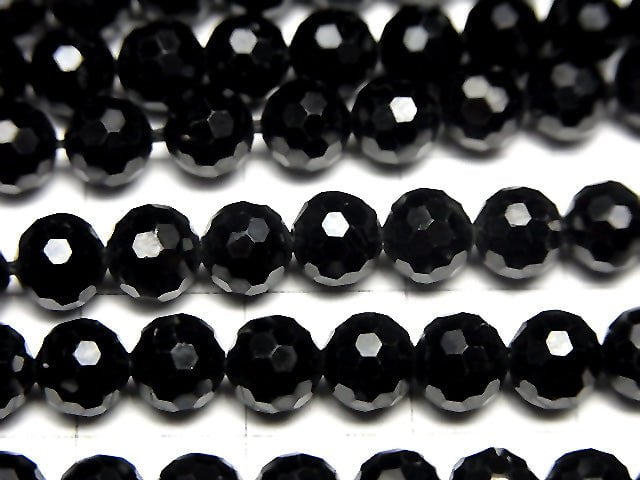 [Video] High Quality! Black Spinel AAA 128Faceted Round 6mm half or 1strand beads (aprx.15inch / 37cm)