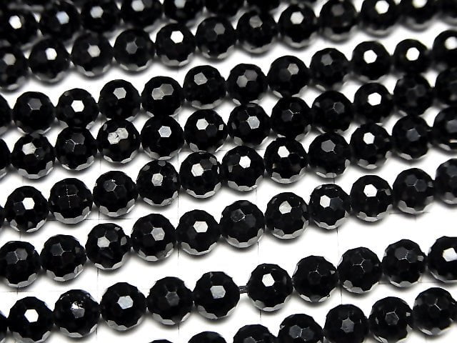 [Video] High Quality! Black Spinel AAA 128Faceted Round 6mm half or 1strand beads (aprx.15inch / 37cm)