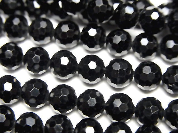 [Video] High Quality! Black Spinel AAA 128Faceted Round 6mm half or 1strand beads (aprx.15inch / 37cm)