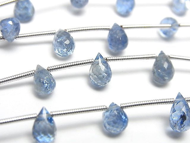 [Video] High Quality Santa Maria Aquamarine AAA + Drop Faceted Briolette 1strand beads (aprx.5inch / 13cm)