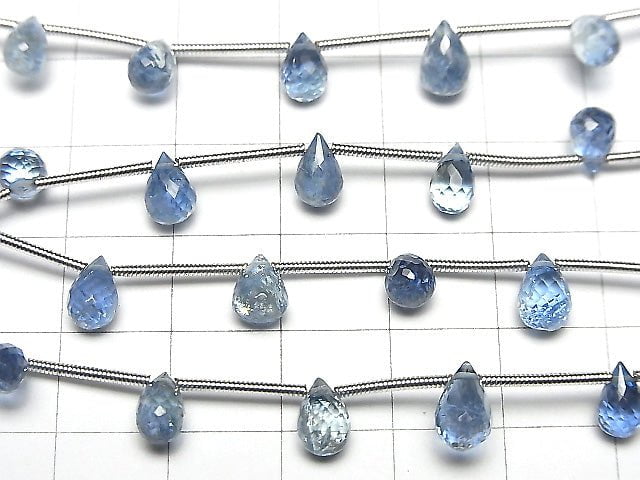 [Video] High Quality Santa Maria Aquamarine AAA + Drop Faceted Briolette 1strand beads (aprx.5inch / 13cm)
