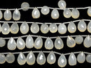 [Video] High Quality White Chalcedony AAA Drop Faceted Briolette Coating half or 1strand beads (aprx.7inch / 18 cm)