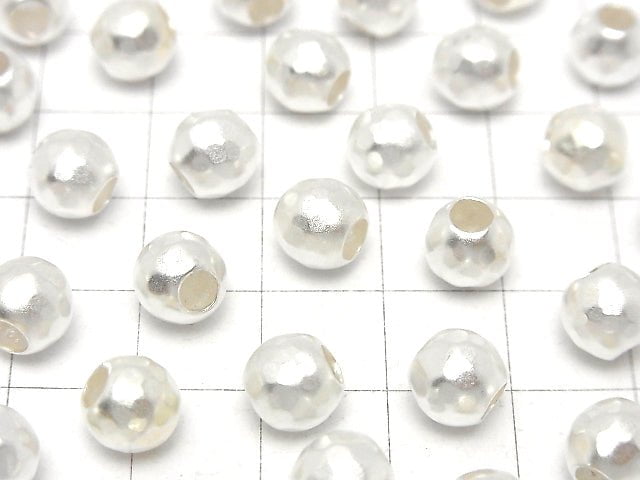 Silver925 Round cut beads 8mm [Frost][18KGP] 2pcs