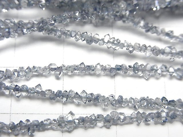 [Video] Pakistani double point crystal coating [blue gray] half or 1 strand beads (aprx.15inch/37cm)