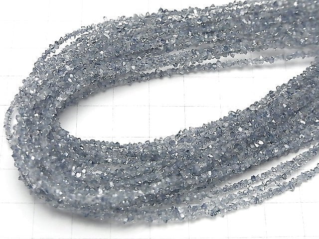 [Video] Pakistani double point crystal coating [blue gray] half or 1 strand beads (aprx.15inch/37cm)