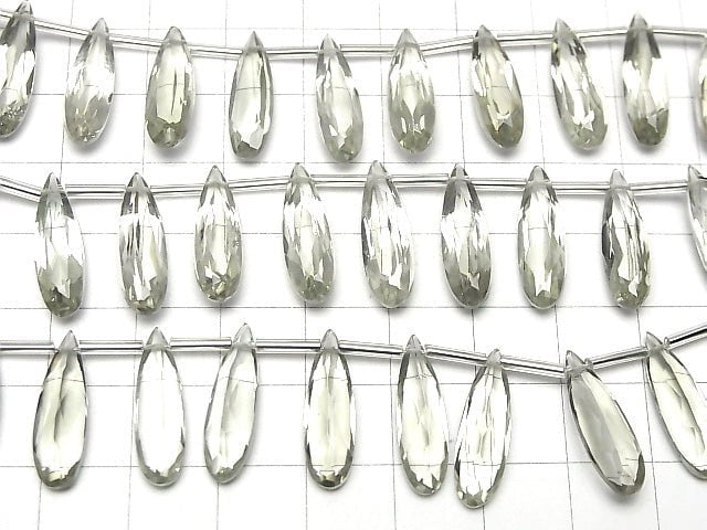 [Video]High Quality Green Amethyst AAA Pear shape Faceted 20x6mm half or 1strand (8pcs )