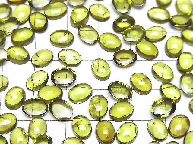 [Video] High Quality Peridot AAA- Oval Cabochon 8x6mm 3pcs