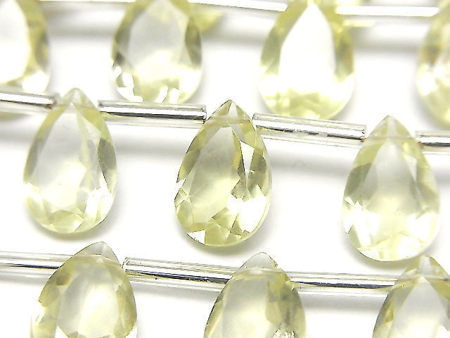 [Video]High Quality Lemon Quartz AAA Pear shape Faceted 12x8mm 1strand (8pcs )