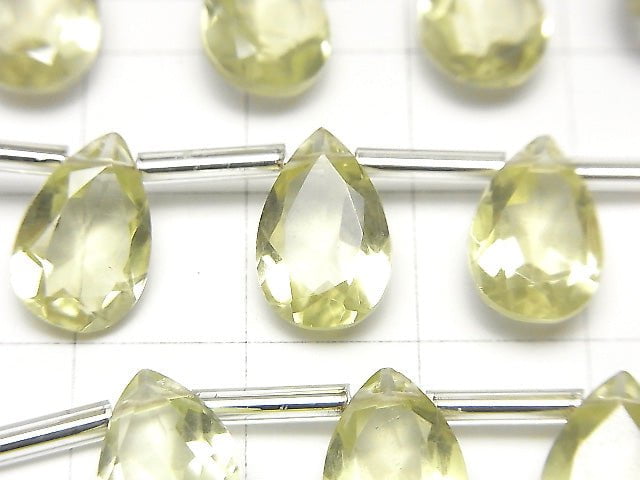 [Video]High Quality Lemon Quartz AAA Pear shape Faceted 12x8mm 1strand (8pcs )