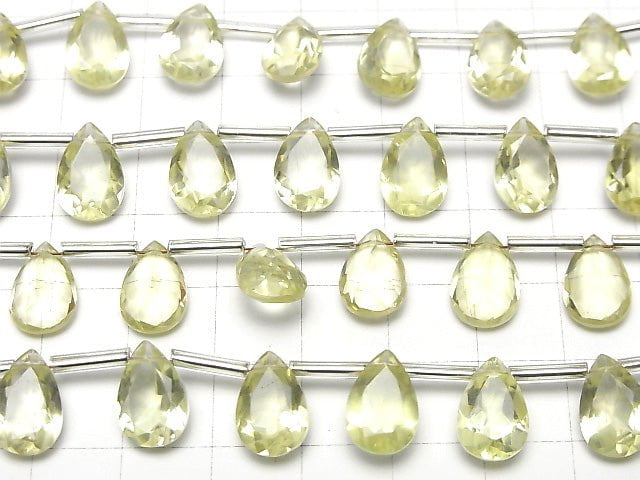 [Video]High Quality Lemon Quartz AAA Pear shape Faceted 12x8mm 1strand (8pcs )