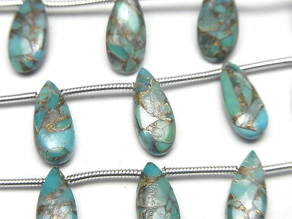 [Video] Blue Copper Turquoise AAA Pear shape (Smooth) 12x5mm half or 1strand (15pcs)