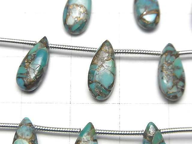 [Video] Blue Copper Turquoise AAA Pear shape (Smooth) 12x5mm half or 1strand (15pcs)