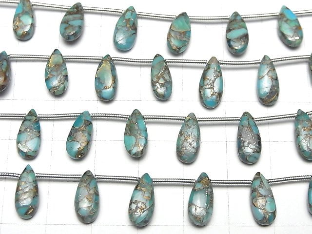 [Video] Blue Copper Turquoise AAA Pear shape (Smooth) 12x5mm half or 1strand (15pcs)