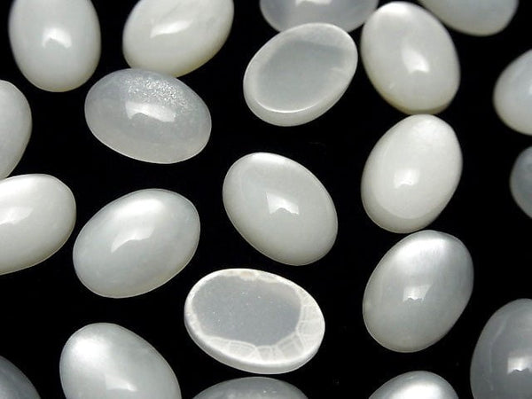 [Video] White Moonstone AAA Oval Cabochon 14x10mm 2pcs