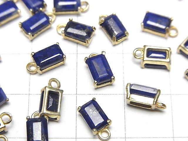 [Video] Lapislazuli AA++ Bezel Setting Rectangle Faceted 7x5mm 18KGP 2pcs