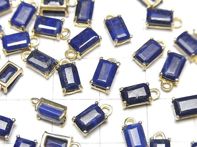 [Video] Lapislazuli AA++ Bezel Setting Rectangle Faceted 7x5mm 18KGP 2pcs