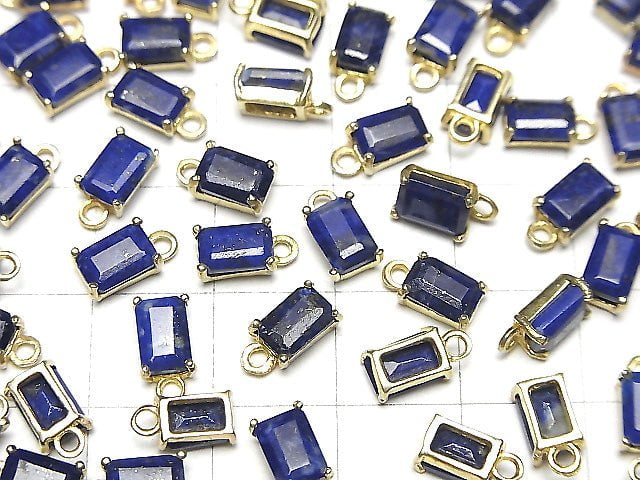 [Video] Lapislazuli AA++ Bezel Setting Rectangle Faceted 7x5mm 18KGP 2pcs