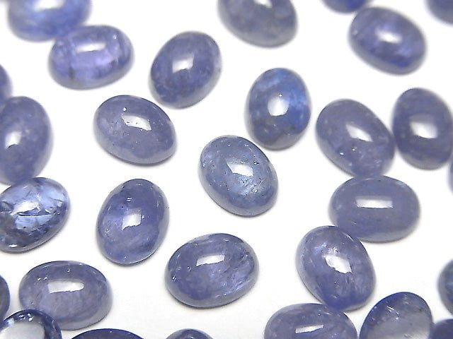 [Video]High Quality Tanzanite AA++ Oval Cabochon 8x6mm 3pcs