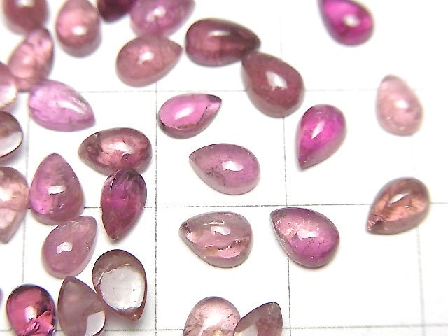 [Video] High Quality Pink Tourmaline AAA- Pear shape Cabochon 6x4mm 5pcs