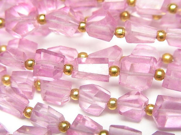 [Video]High Quality Pink Topaz AAA- Faceted Nugget 1strand beads (aprx.7inch/18cm)