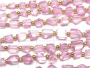 [Video]High Quality Pink Topaz AAA- Faceted Nugget 1strand beads (aprx.7inch/18cm)