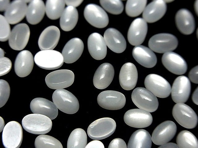 [Video]White Moonstone AAA Oval Cabochon 6x4mm 10pcs