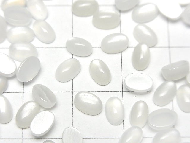 [Video]White Moonstone AAA Oval Cabochon 6x4mm 10pcs