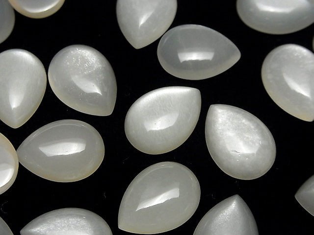 [Video] White Moonstone AAA Pear shape Cabochon 18x13mm 1pc