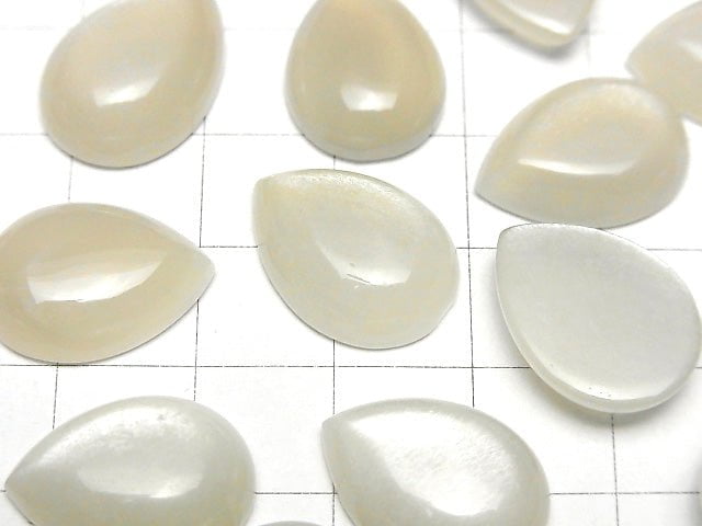 [Video] White Moonstone AAA Pear shape Cabochon 18x13mm 1pc