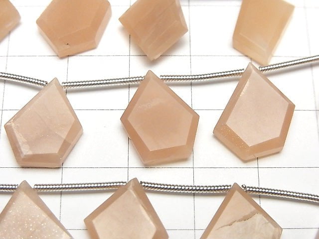 [Video] High Quality Peach Moonstone AAA- Rough Slice Faceted 1strand beads (aprx.5inch / 13cm)