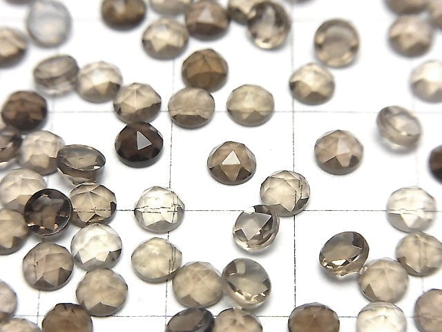 [Video]High Quality Smoky Quartz AAA Round Rose Cut 4x4mm 10pcs