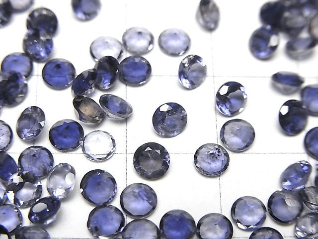 [Video] High Quality Iolite AAA Loose stone Round Faceted 4x4mm 10pcs