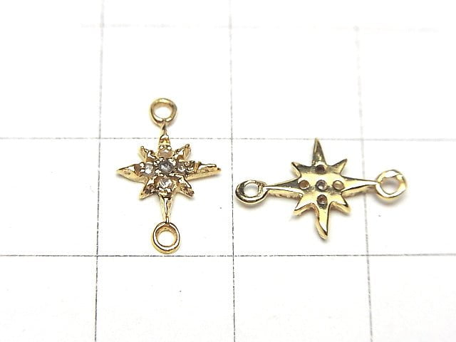 [Video] Diamond Star Charm 8x8x1.5mm [Both Side] 18KGP 1pc