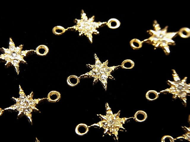 [Video] Diamond Star Charm 8x8x1.5mm [Both Side] 18KGP 1pc