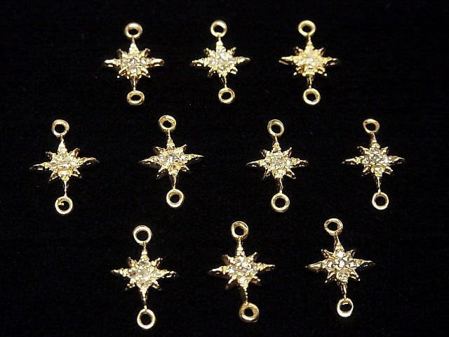 [Video] Diamond Star Charm 8x8x1.5mm [Both Side] 18KGP 1pc