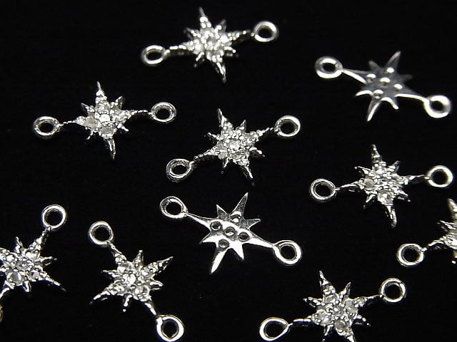 [Video] Diamond Star Charm 8x8x1.5mm [Both Side] Silver925 1pc