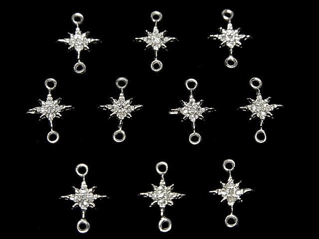 [Video] Diamond Star Charm 8x8x1.5mm [Both Side] Silver925 1pc