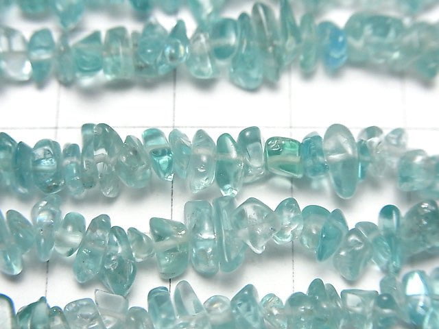 [Video] High Quality Blue Apatite AAA-Chips (Small Nugget) 1strand beads (aprx.36inch / 90cm)