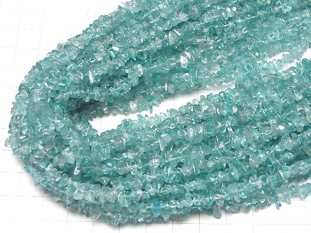 [Video] High Quality Blue Apatite AAA-Chips (Small Nugget) 1strand beads (aprx.36inch / 90cm)