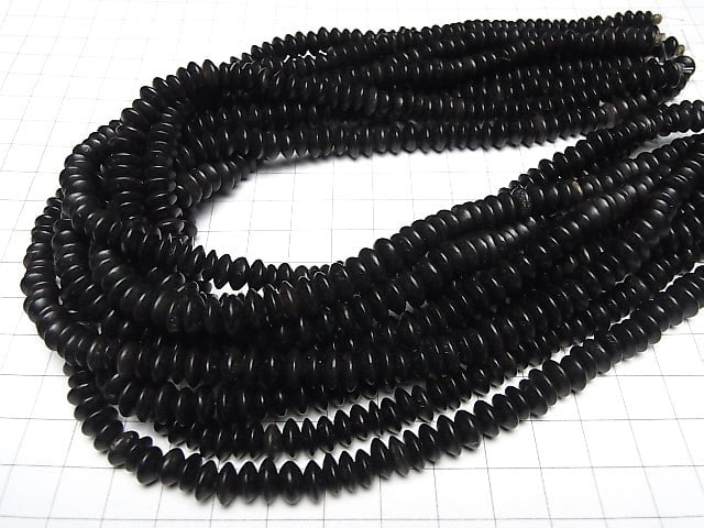 1strand $8.79! Buffalo Horn Roundel 8x8x3 Black 1strand beads (aprx.15inch / 38cm)